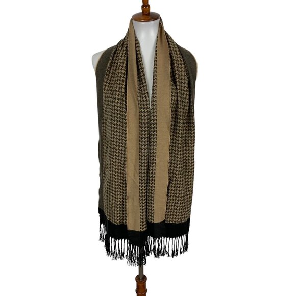 Valentin Fraas Unisex Fringe Scarf Brown Plaid Cozy Winter Blanket Wrap - Picture 1 of 4